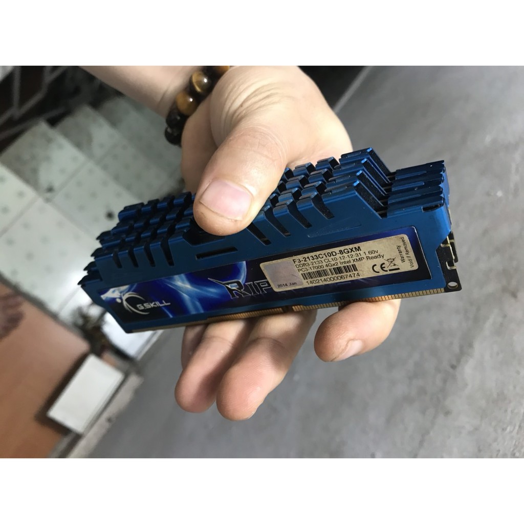 ram cho máy tính bàn GSKILL ddr3 4gb 2133 17000 bus pc3 tản nhiệt xanh decktop PC Ripjaws X G.SKILL