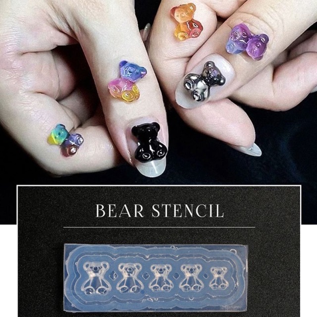 Khuôn Gấu silicon dẻo trang trí móng tay.