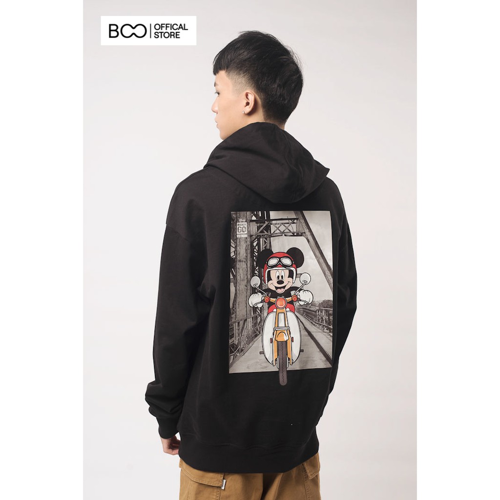 Áo Hoodie Nỉ Có Mũ Nam Nữ Unisex BOO Dáng Rộng In Graphic Mickey Skateboarding Cao Cấp Màu Đen