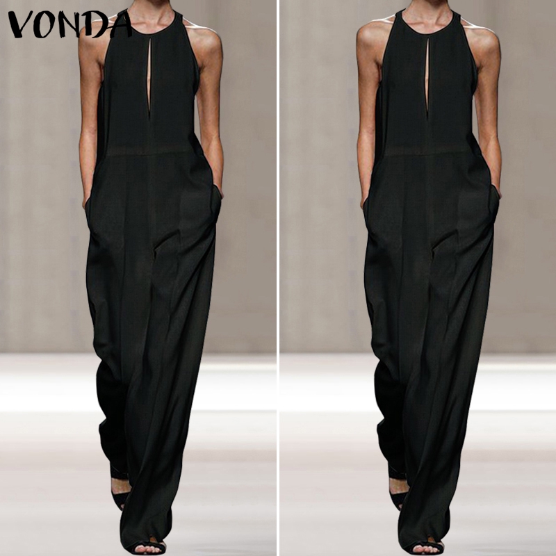 Bộ Áo Liền Quầnvonda Không Tay Dáng Rộng Màu Trơn Thời Trang Mùa Hè Cho Phụ Nữ | BigBuy360 - bigbuy360.vn