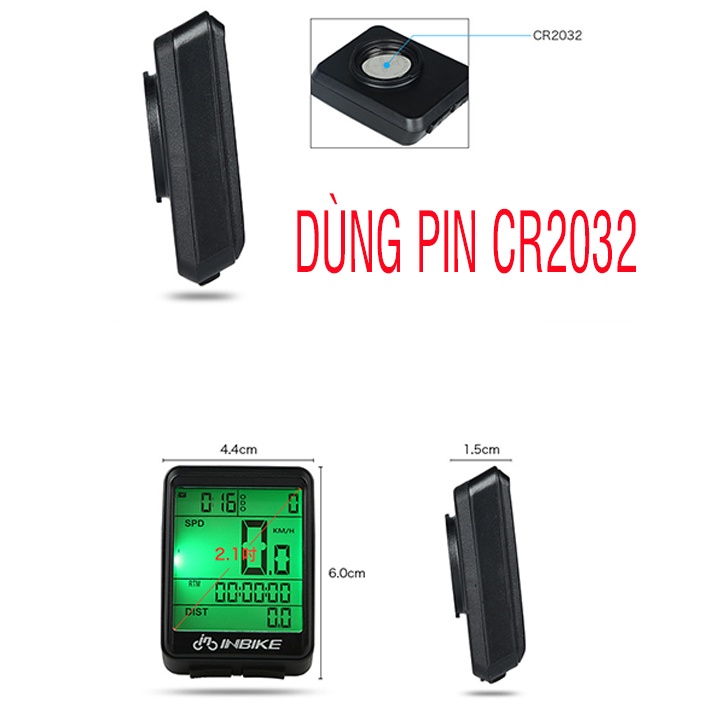 Đồng hồ đo tốc độ xe đạp không dây INBIKE chống nước, máy đo khoảng cách km có đèn nền