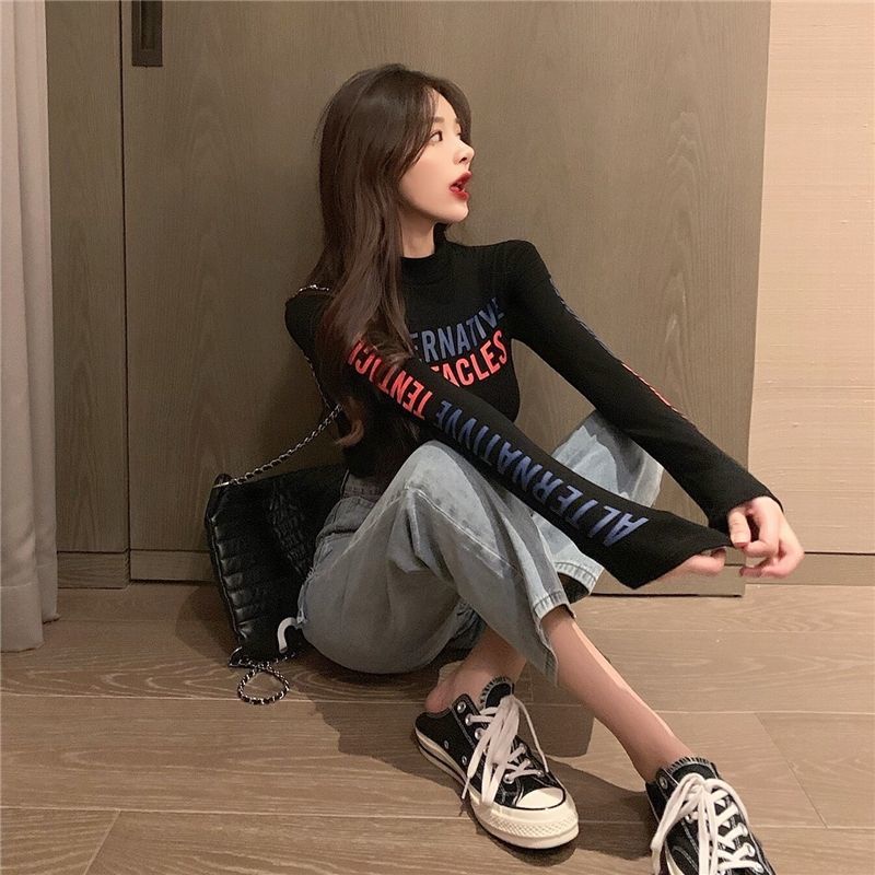 Áo thun COZOK tay dài dáng ôm thời trang Hàn Quốc cho nữ