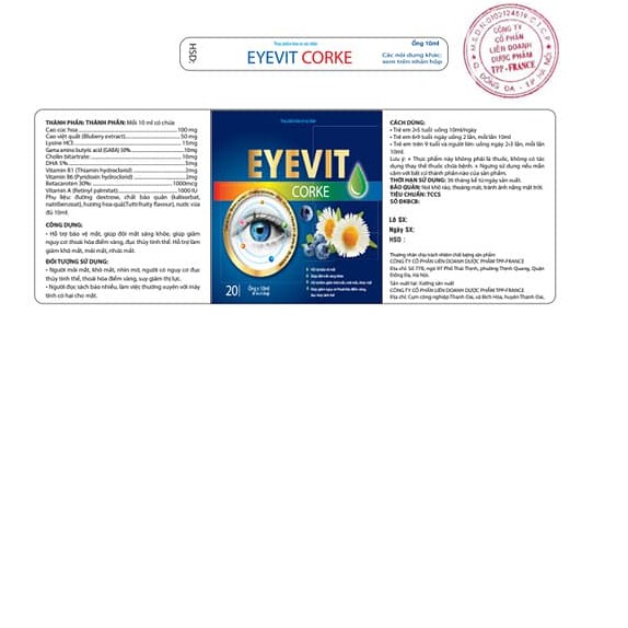 EYEVIT CORKE tặng kèm nhỏ mắt Eyelight cool( hộp 20 ống)