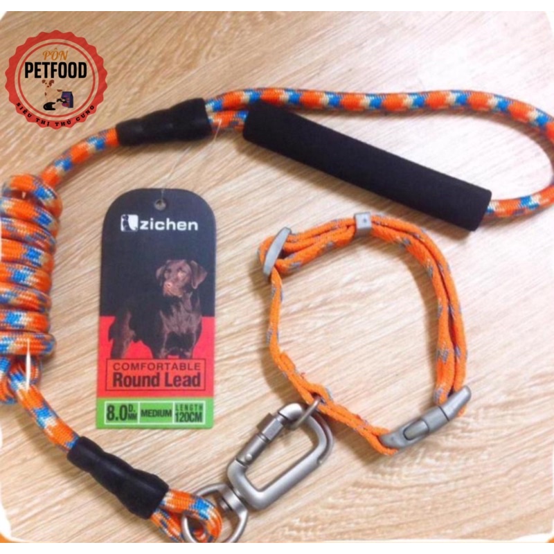 Dây dắt thổ cẩm kèm vòng cổ cho chó mèo Zichen