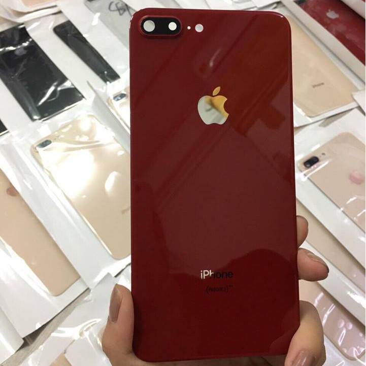 KÍNH LƯNG IPHONE 8PLUS đỏ, đen, trắng, vàng hồng sẵn kính camera