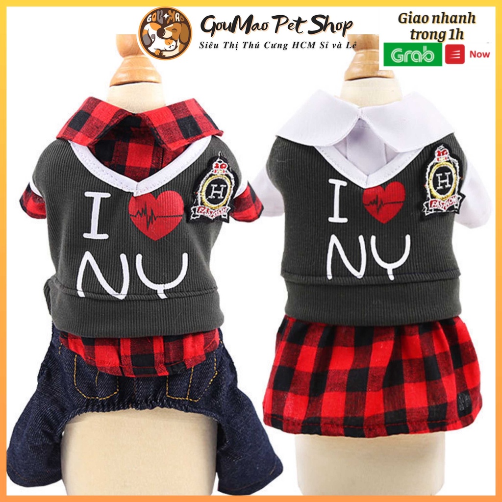 ❤️ QUẦN ÁO CHÓ MÈO - ĐỒNG PHỤC ĐI HỌC I LOVE NY DÀNH CHO CHÓ MÈO - GOUMAO PET