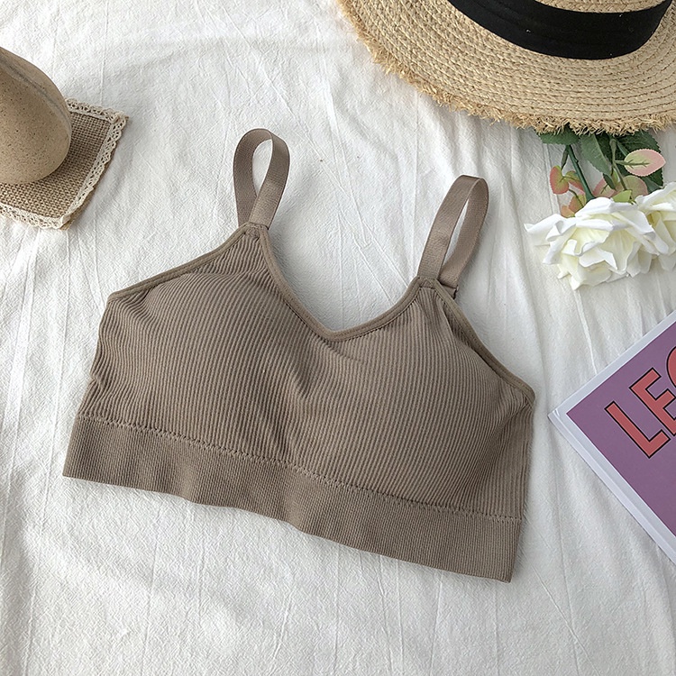 Áo bra tập gym yoga thể thao 2 dây gân tăm, áo lót không gọng viền bo ngực JOCOSI B1182