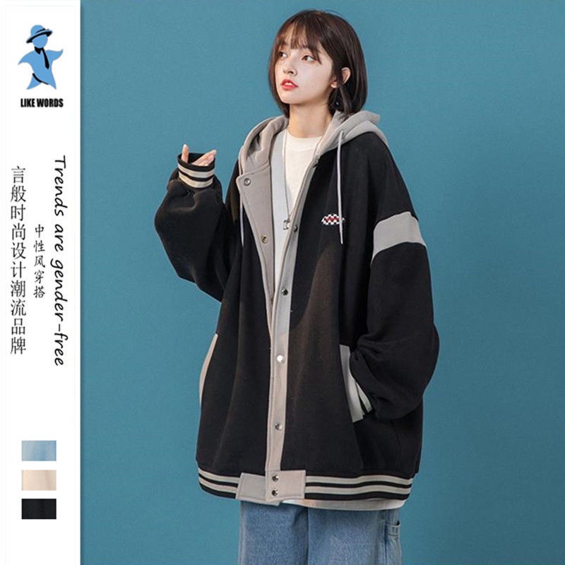 Áo Khoác Bóng Chày Dáng Rộng Phong Cách Retro Hồng Kông Thời Trang Xuân Thu Mới Cho Nữ