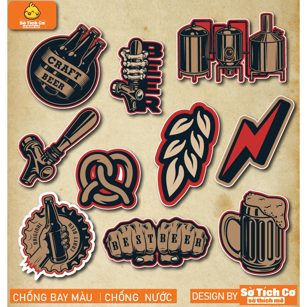 Vintage Beer dán điện thoại, laptop, mũ bảo hiểm, guitar, vali MSP: V05