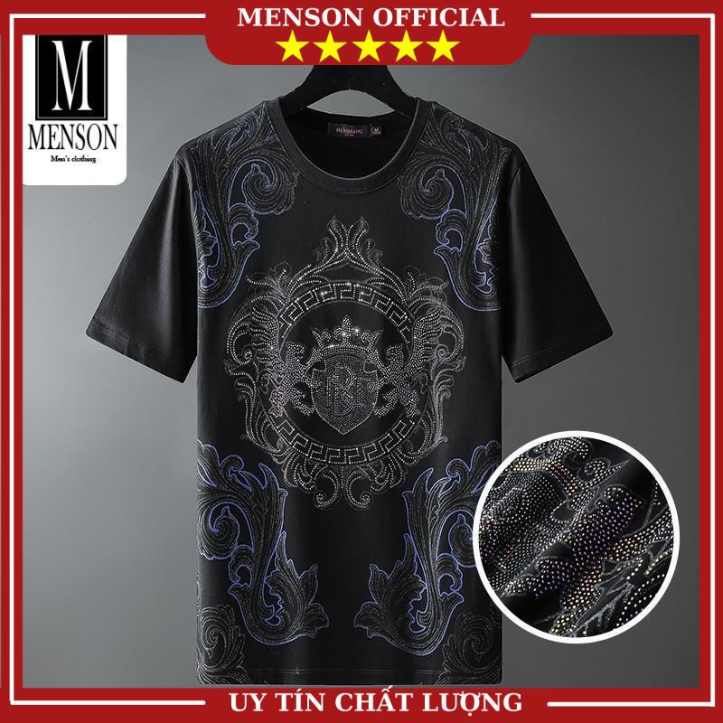 Áo Thun Nam, Áo Phông Nam Hàng Hiệu Cao Cấp Đính Đá In Hình 3D Chất Mát 100% Cotton Chuẩn Form M1936