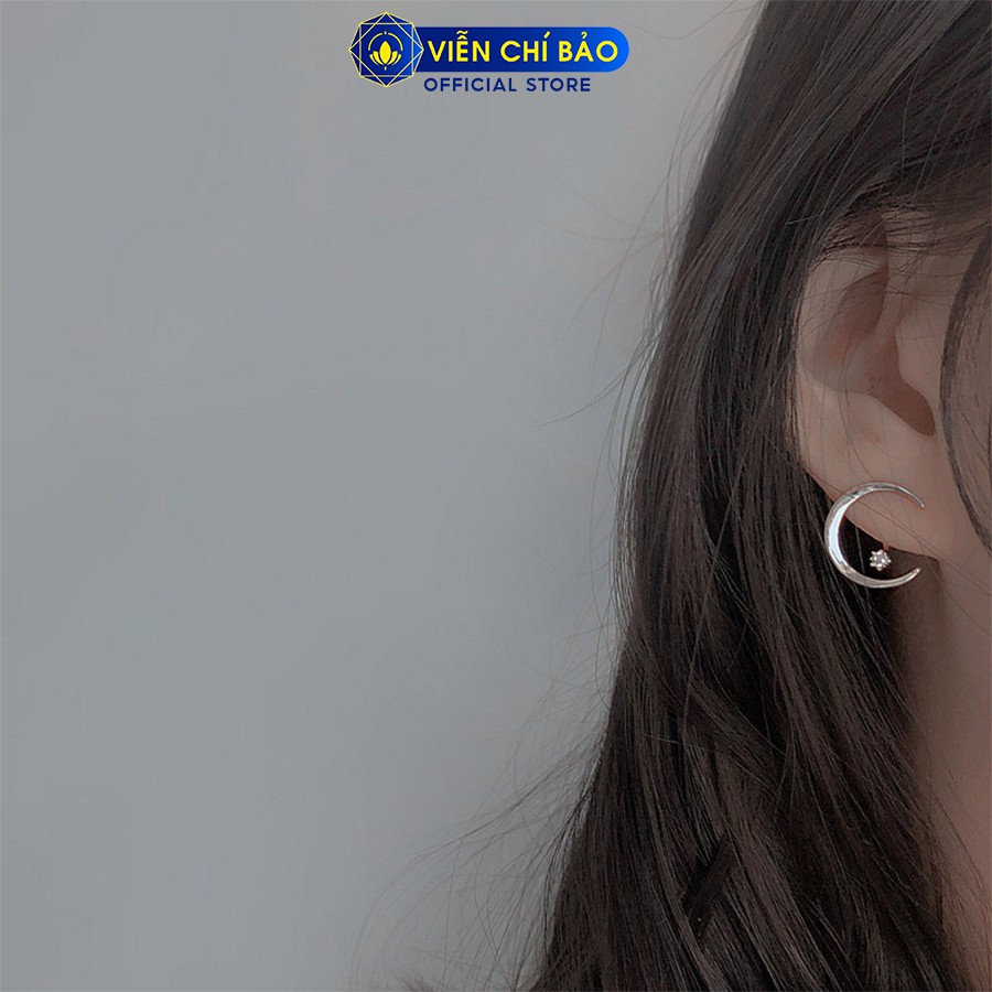 Bông tai bạc nữ hình mặt trăng chất liệu bạc S925 thời trang phụ kiện trang sức nữ thương hiệu Viễn Chí Bảo B400707
