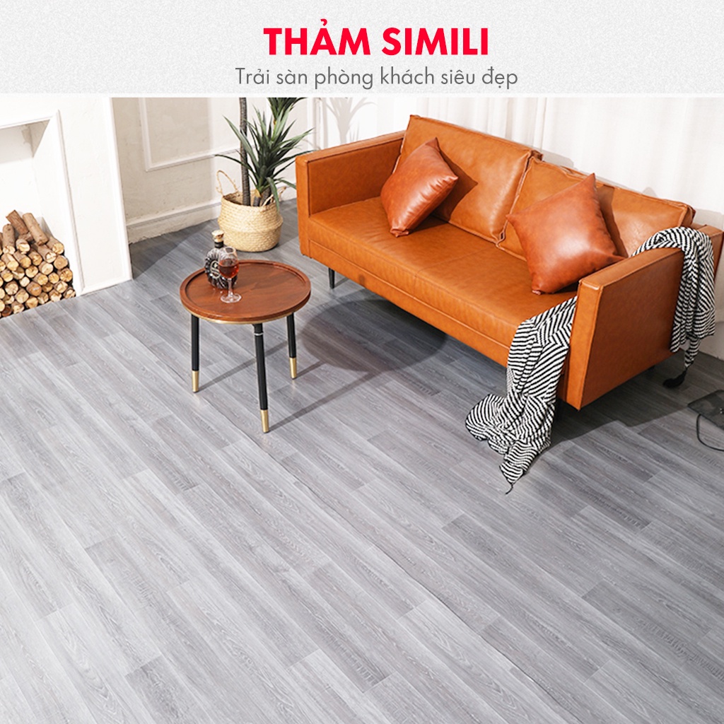 Thảm simili trải sàn vân gỗ dạng cuộn giá rẻ trải phòng khách cửa hàng kho xưởng