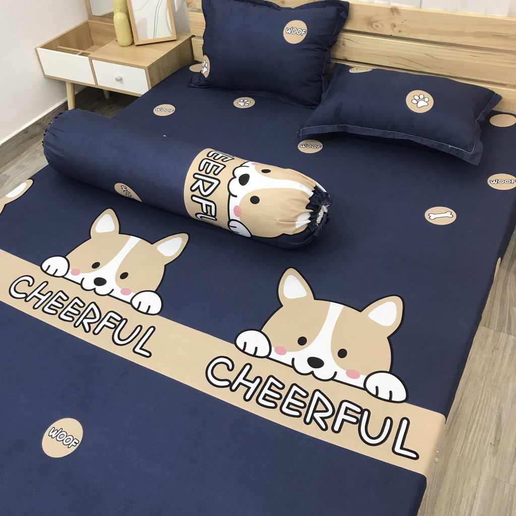 Bộ ga gối, Cotton Poly nhiều màu sắc MD.Decor - Chăn ga gối miễn phí may bo chun M4,M6,M8