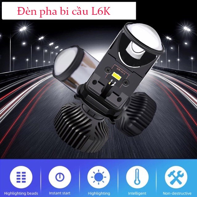 ĐÈN PHA LED BI CẦU L6K ÁNH SÁNG TRẮNG 🚗🏍 ĐÈN PHA LED DÙNG CHO CÁC LOẠI XE, CHỈNH ĐƯỢC PHA CAO THẤP - DPL6KT