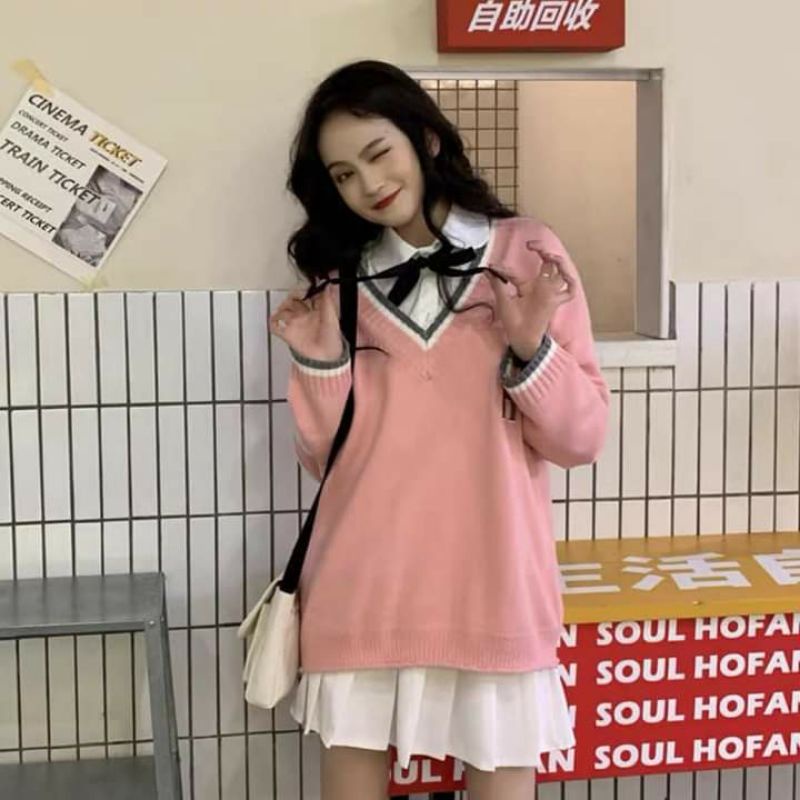 SET Áo len kèm sơmi phong cách ullzang  ⛄