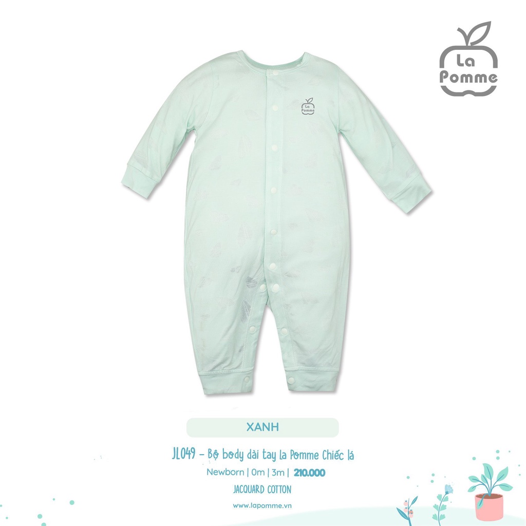 Body La Pomme Modal vân lá jumpsuit dài tay cao cấp mềm mịn thoáng mát cho bé trai bé gái sơ sinh JL049