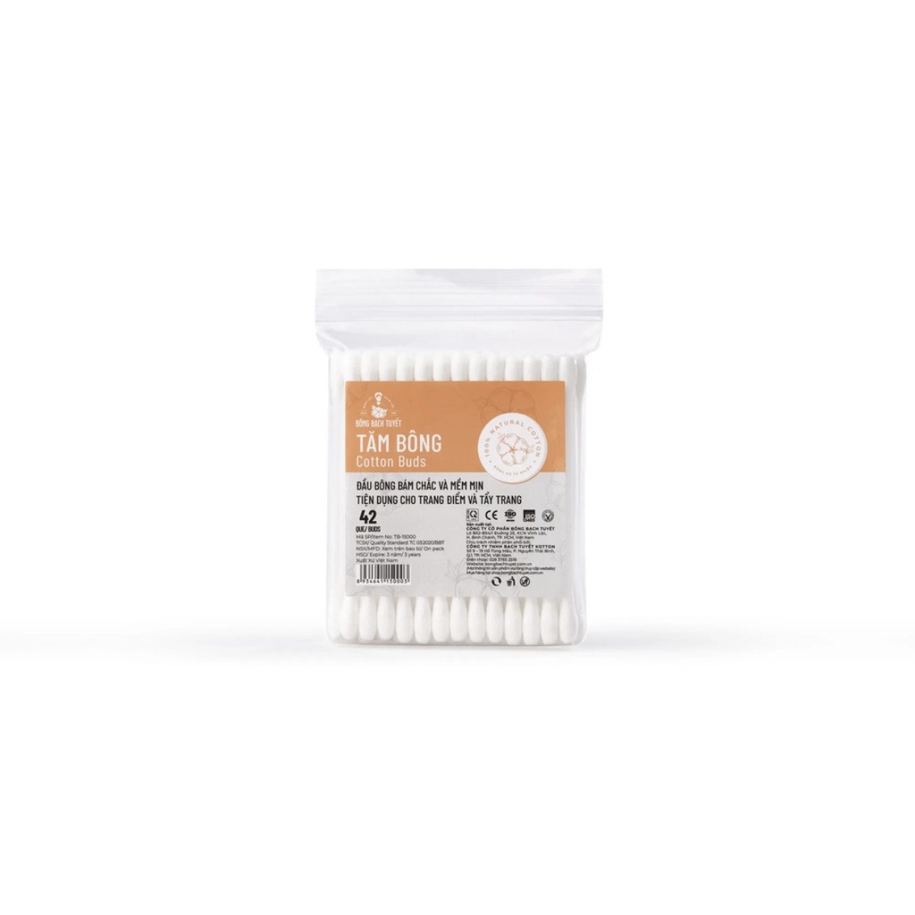 Tăm Bông Bạch Tuyết Cotton Buds - Tăm Bông Sơ Sinh Ngoáy Tai Trẻ Em Đầu Nhọn -  Đầu Chắc Mềm Mịn Tiện Dụng Cho Trang Điể