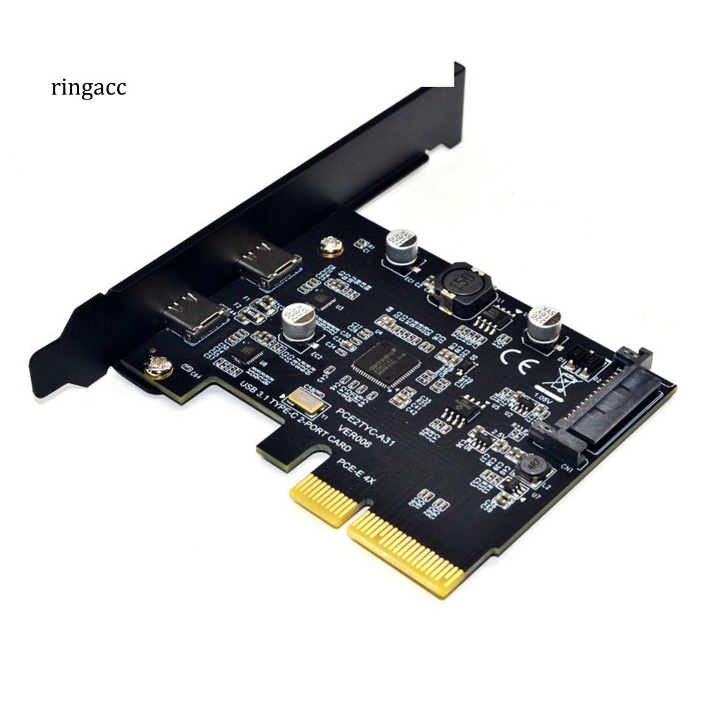 Card chuyển đổi mở rộng 10Gbps PCI Express X4 X8 X16 PCI-E sang 2 cổng USB 3.1 Type-C