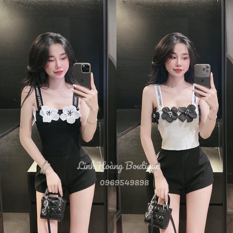 Áo len bông hoa đính đá 2 dáng sát nách và hai dây cực hot nhé