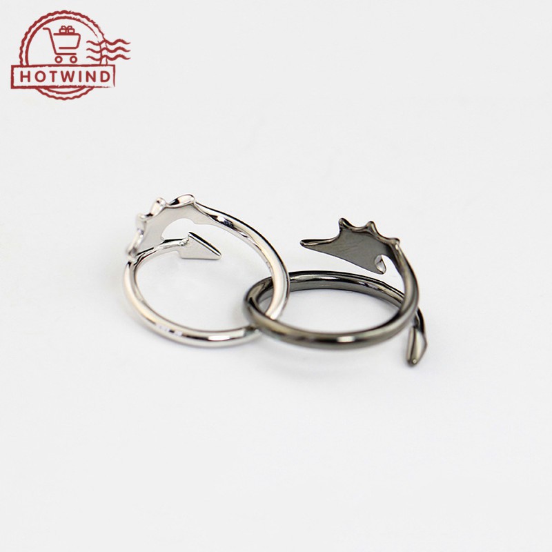 Nhẫn đeo tay kim loại tạo hình cánh độc đáo lãng mạn cho cặp đôi