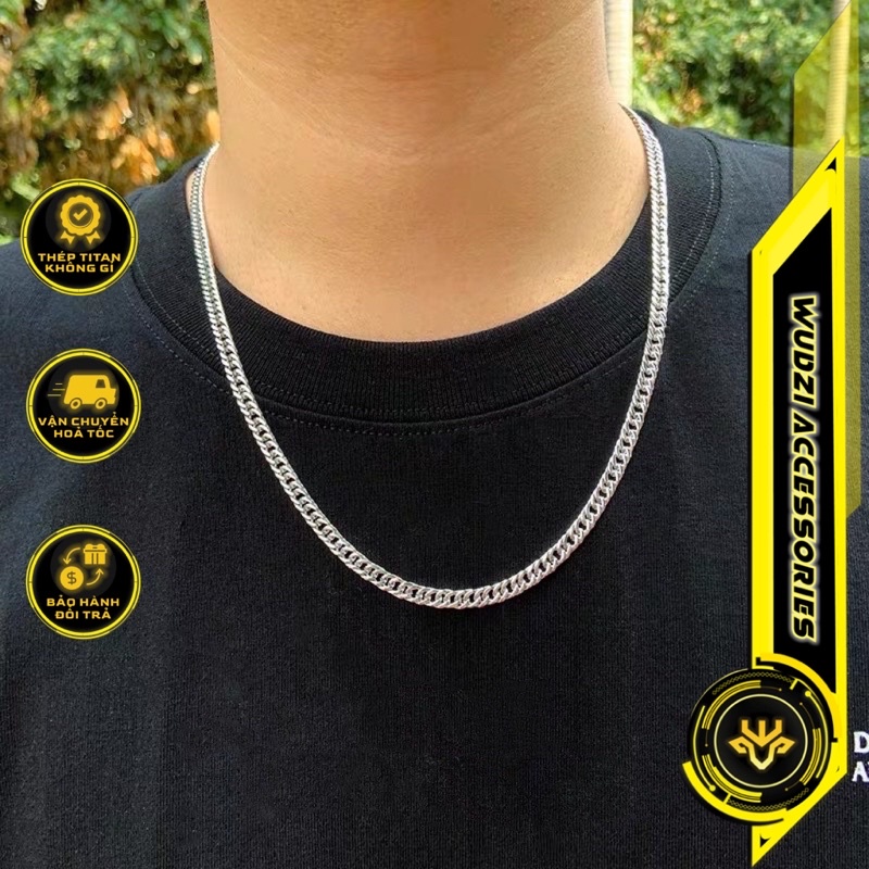 Vòng cổ nam titan Cuban snake 6mm thép không gỉ phong cách Hiphop đường phố