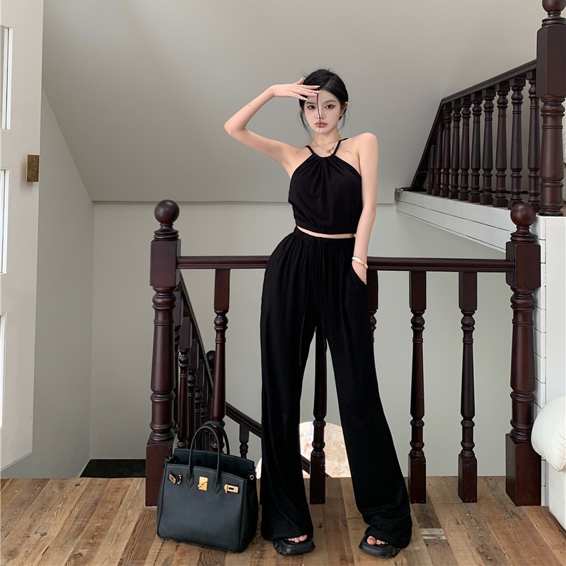 Set Áo Ống + Quần Dài Ống Rộng Thiết Kế Đơn Giản Thời Trang Quyến Rũ Cho Nữ