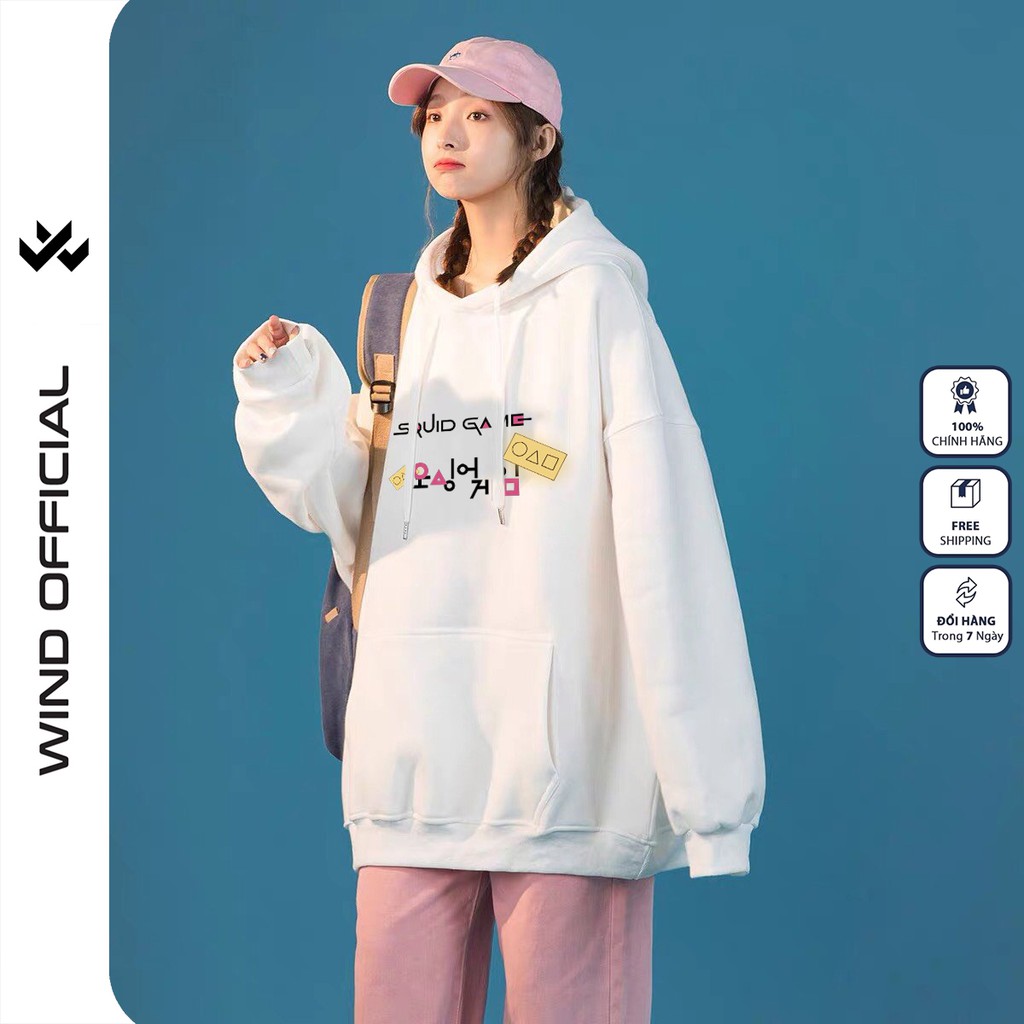 Áo hoodie form rộng WIND unisex nỉ bông SQUID GAME thời trang nam nữ oversize ulzzang | BigBuy360 - bigbuy360.vn