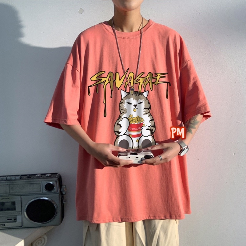 Áo phông mèo ăn bỏng ngô PM11