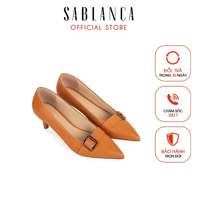 Giày cao gót nữ mũi nhọn phối khóa cao 6cm - Sablanca 5050BN0148