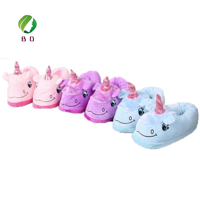 Tiktok ins Home shoe Fashion Fantasy White Unicorn Plush Cotton Slippers Slip On Adult Size tiktok