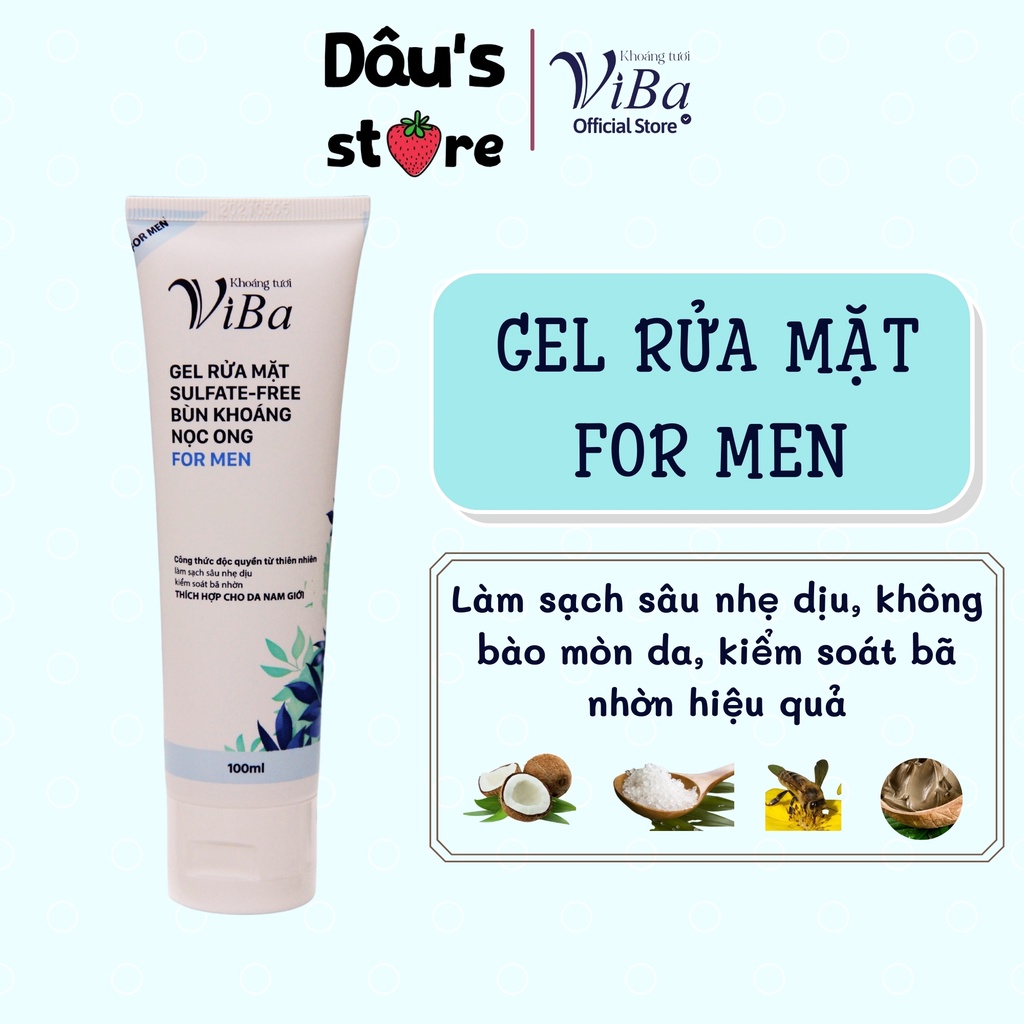 Gel rửa mặt Formen Viba 30ml - Bùn khoáng nọc ong - Sạch bụi bẩn cho da nhạy cảm, da khô, da dầu, dịu nhẹ - DÂU's store.