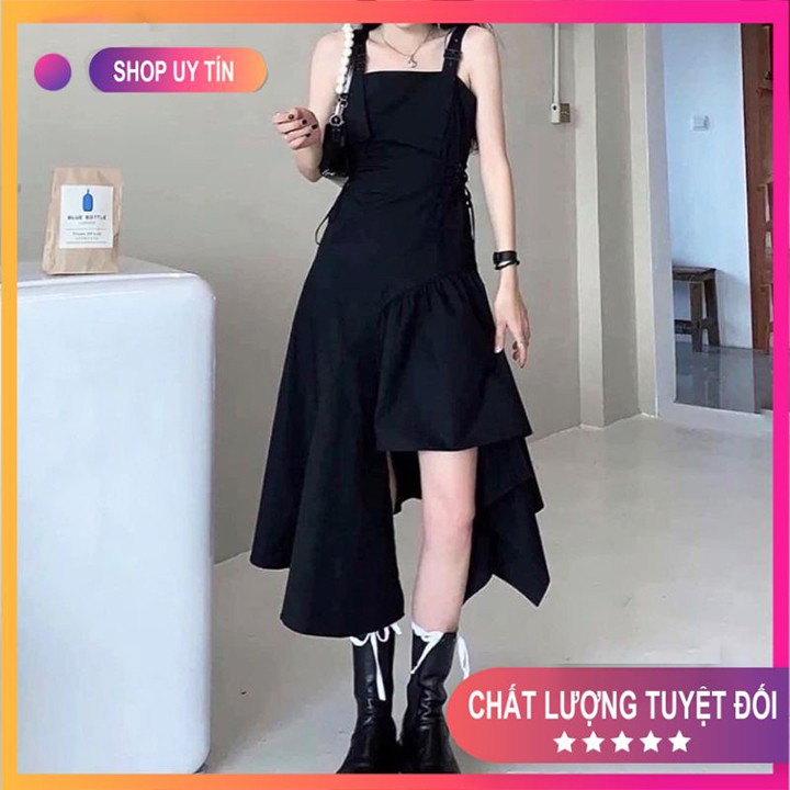Váy Nữ 💦Váy 2 Dây💦 Freesize-có dây eo điều chỉnh (màu đen) trơn chất đẹp Guuz Mã SET01 | BigBuy360 - bigbuy360.vn