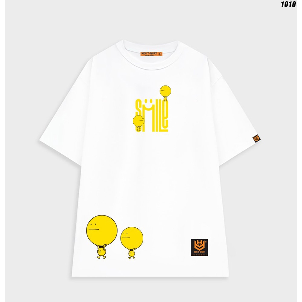 Áo thun tay lỡ cotton 75 form rộng unisex Smile 1010 HY KOREA