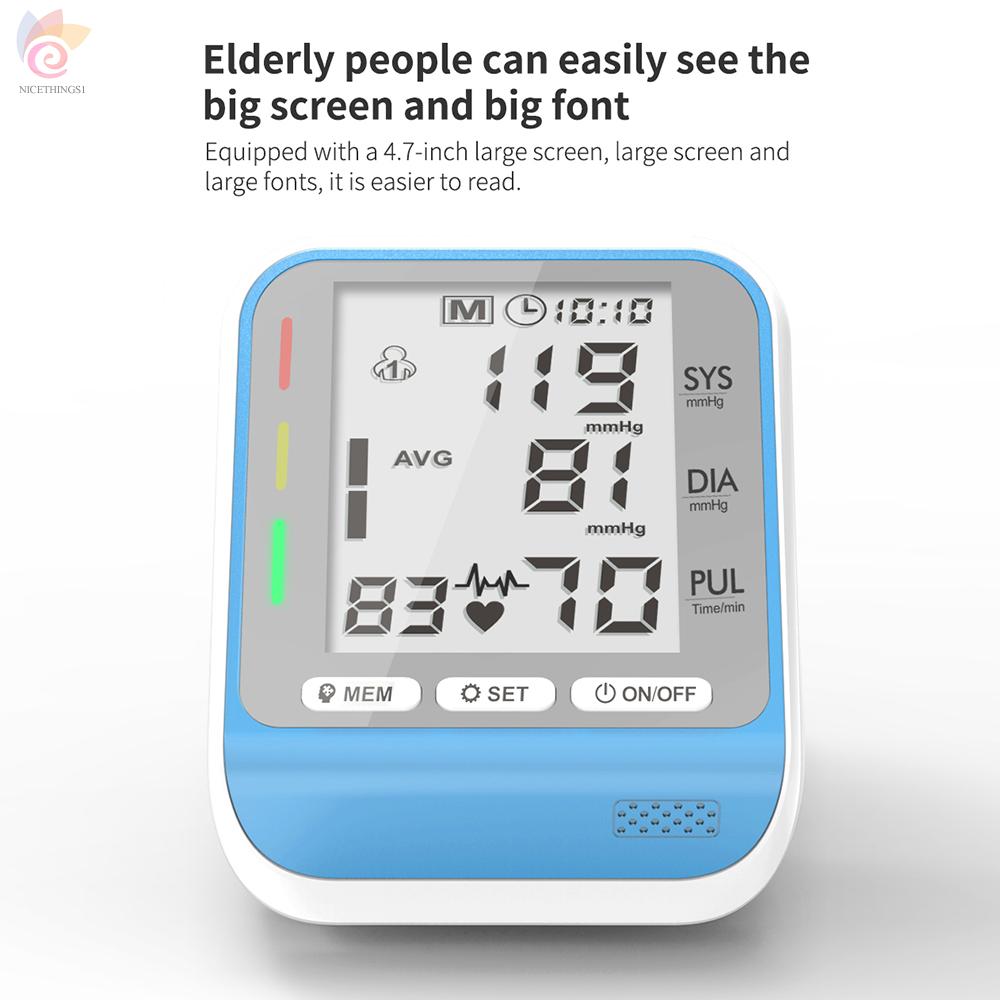 ET Electronic Wrist Blood Pressure Monitor with Tri-color Indicator Light 2 Users 99 Groups Data Storage Portable Household Sphygmomanometer