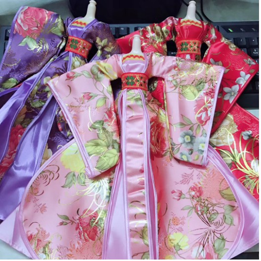 Trang phục cổ trang cho búp bê 30cm vải gấm
