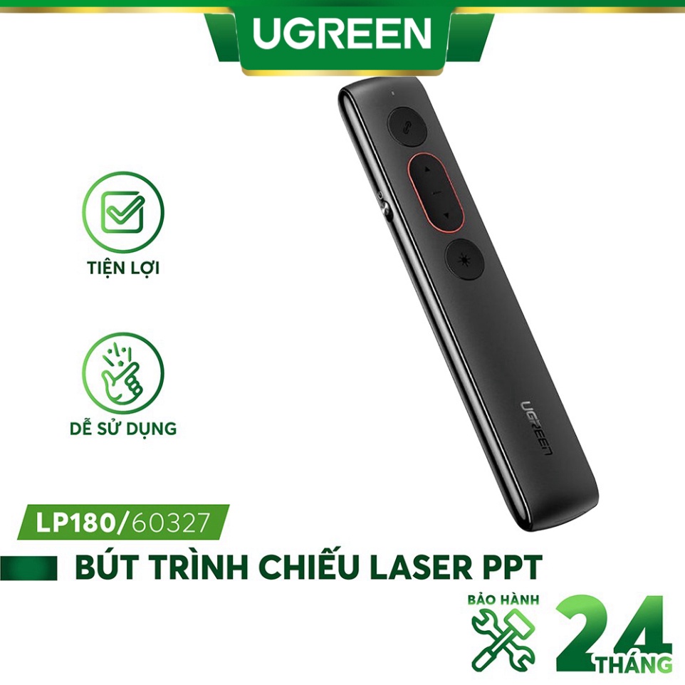 Bút trình chiếu PowerPoint Laser hãng UGREEN LP180 60327 không dây điều khiển từ xa 100m (sử dụng pin AAA)