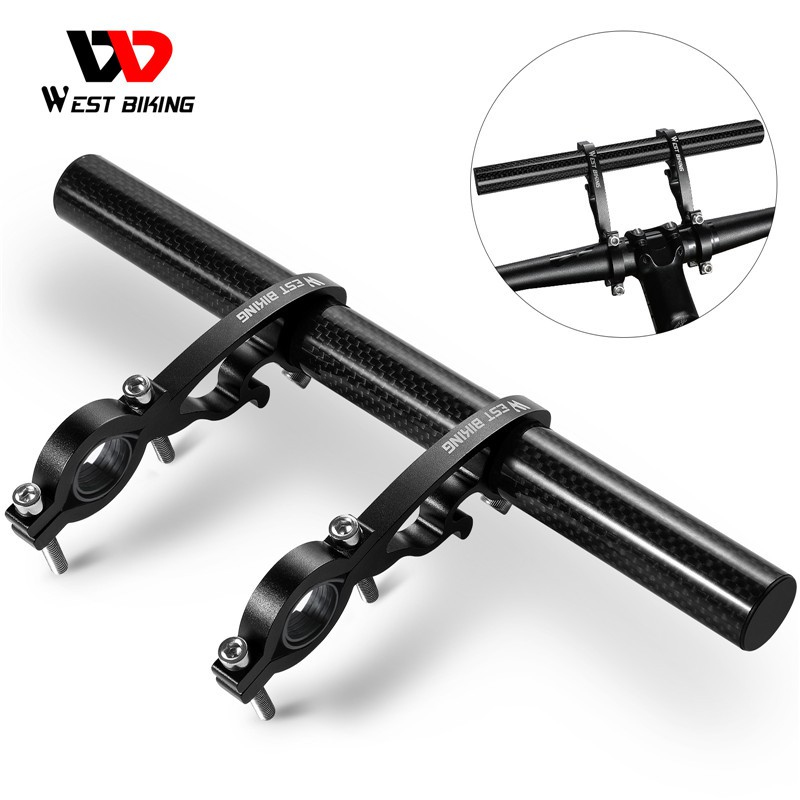 Ống nối dài tay lái xe đạp WEST BIKING gắn GPS bằng hợp kim carbon 25CM 18-35mm