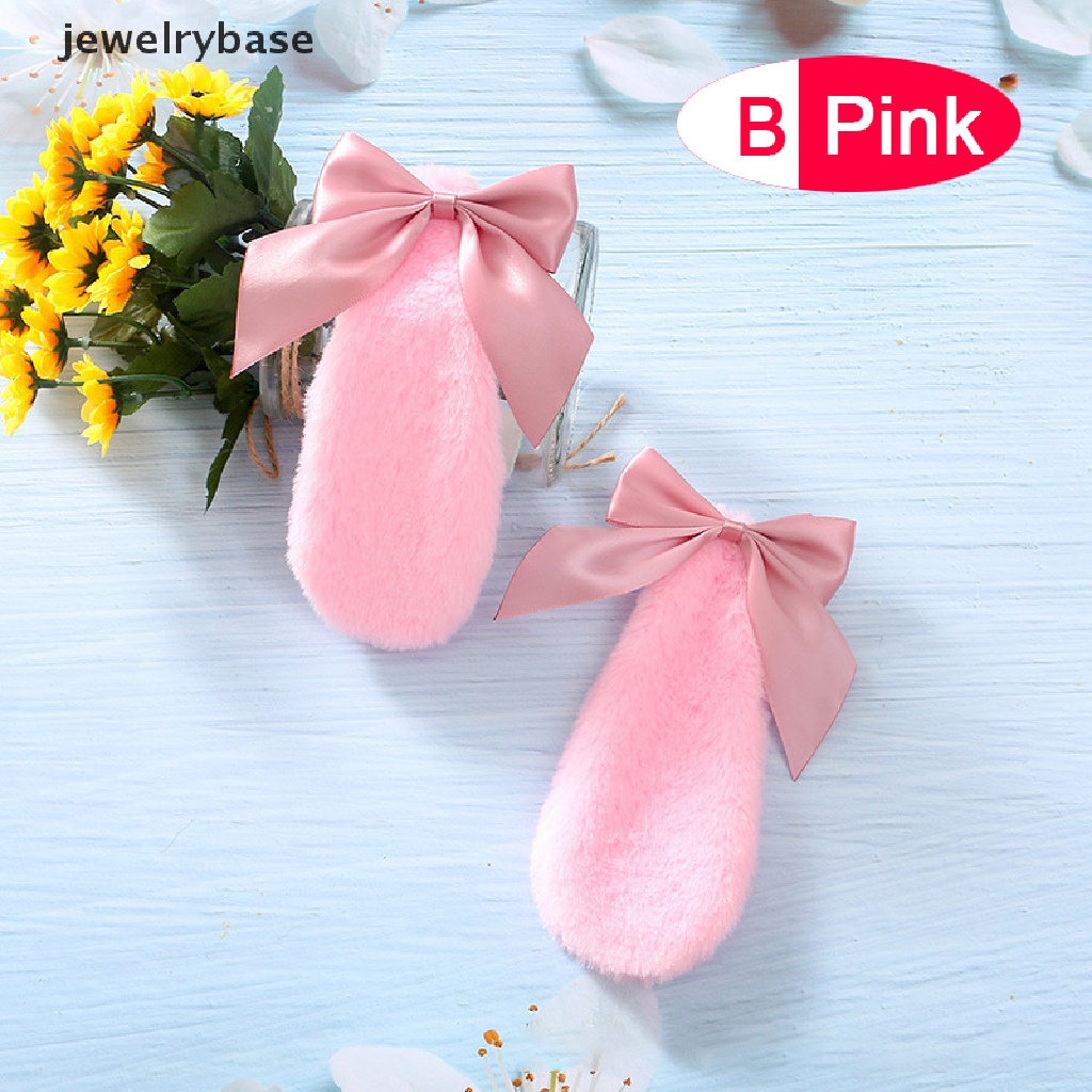 Kẹp tóc tai thỏ bông đính nơ kiểu lolita xinh xắn