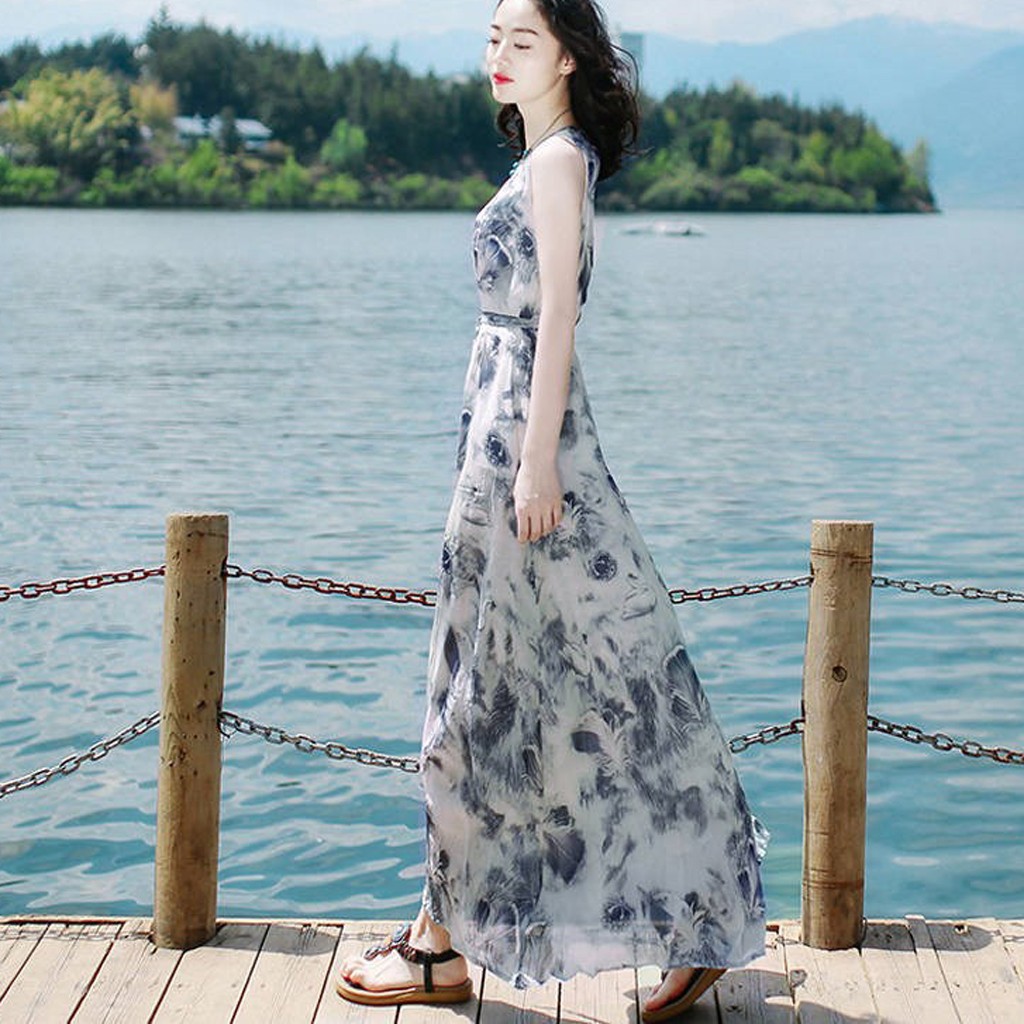 Đầm sát nách in họa tiết thời trang cho nữ | BigBuy360 - bigbuy360.vn