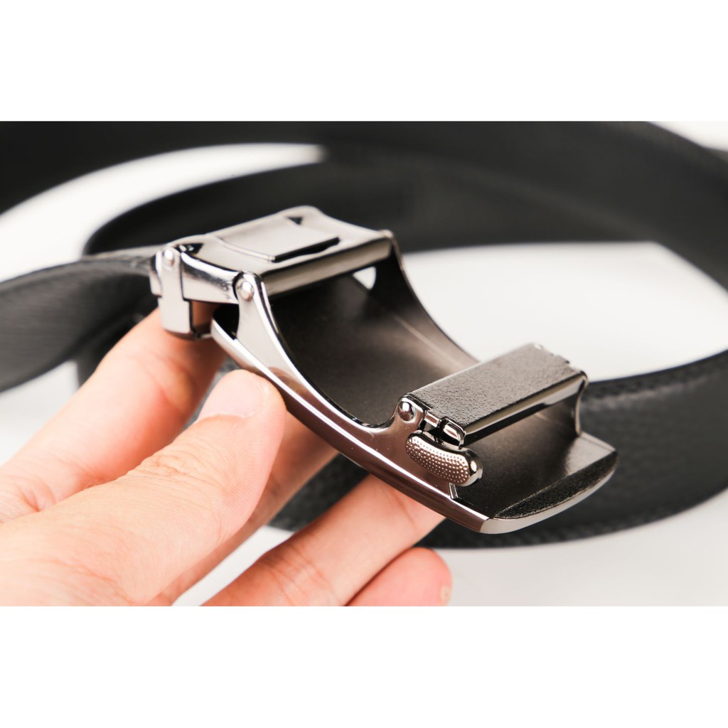 Thắt lưng nam da bò khóa tự động cao cấp chống rỉ màu đen sang trọng thời trang có bảo hành FTT Leather DF2204