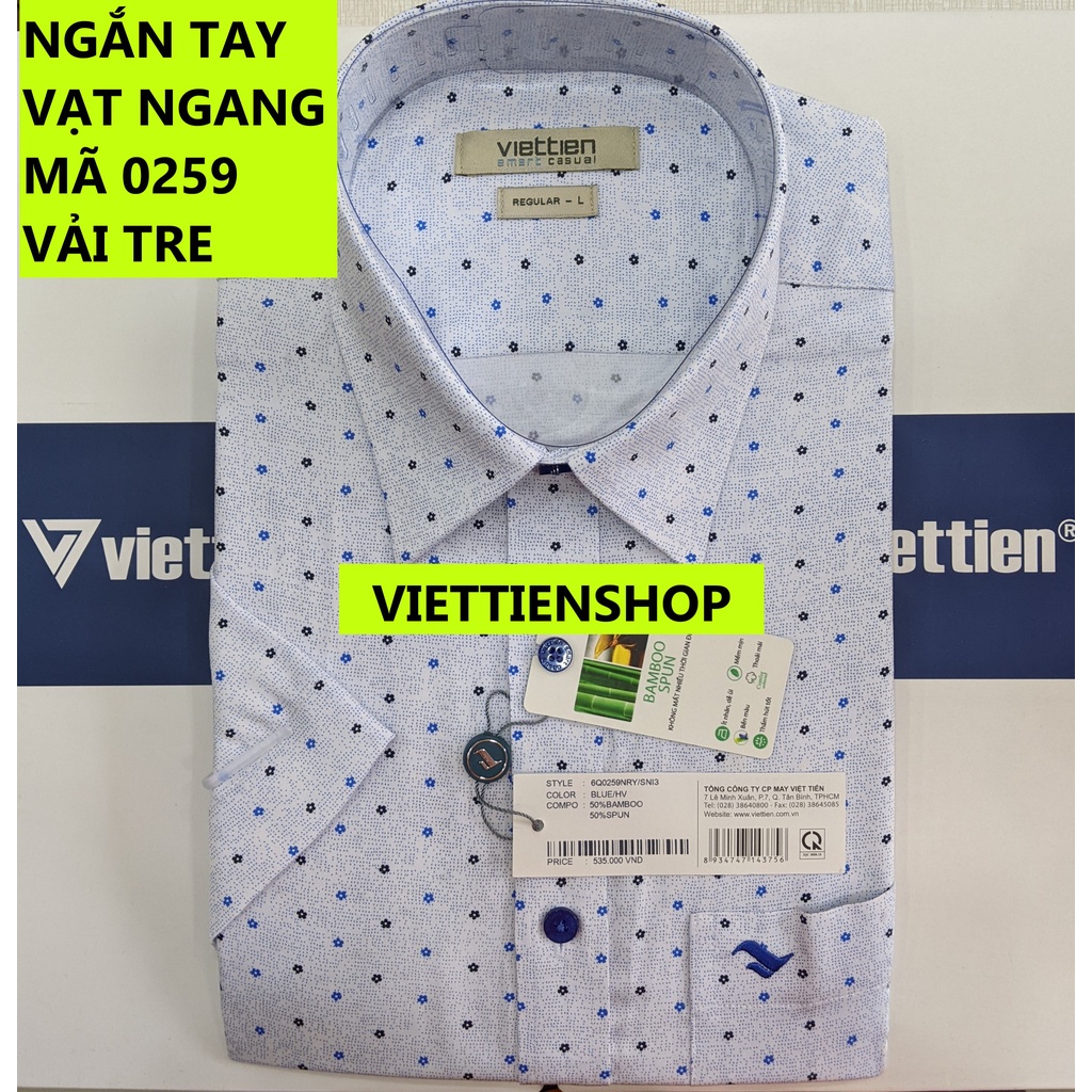 (0259 Sn) ÁO SƠ MI VIỆT TIẾN NGẮN TAY VẠT NGANG VẢI TRE