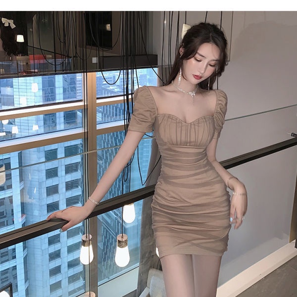 Đầm Cổ Chữ V Phối Lưới Thiết Kế Xếp Ly Thời Trang Mùa Hè 2022 Mới Cho Nữ