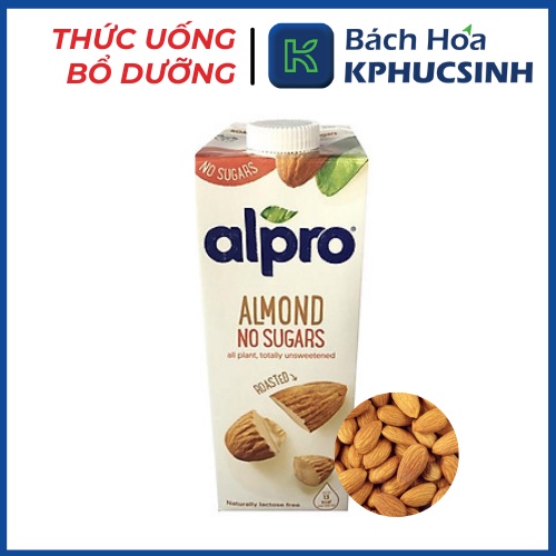 Sữa hạnh nhân nguyên chất không đường bổ sung dInh dưỡng hIệu Alpro 1l KPHUCSINH - Hàng Chính Hãng