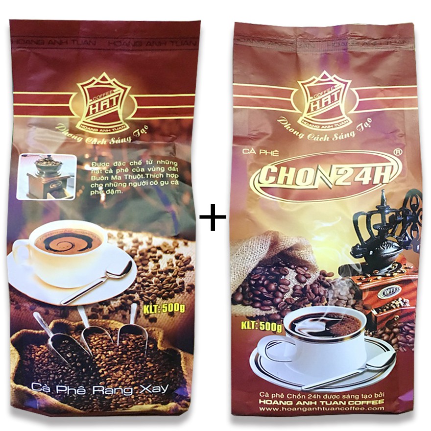 Combo 2 bịch Cà phê pha Phin truyền thống Chồn 24h công ty Hoàng Anh Tuấn Coffee thượng hạng 500gr x 2