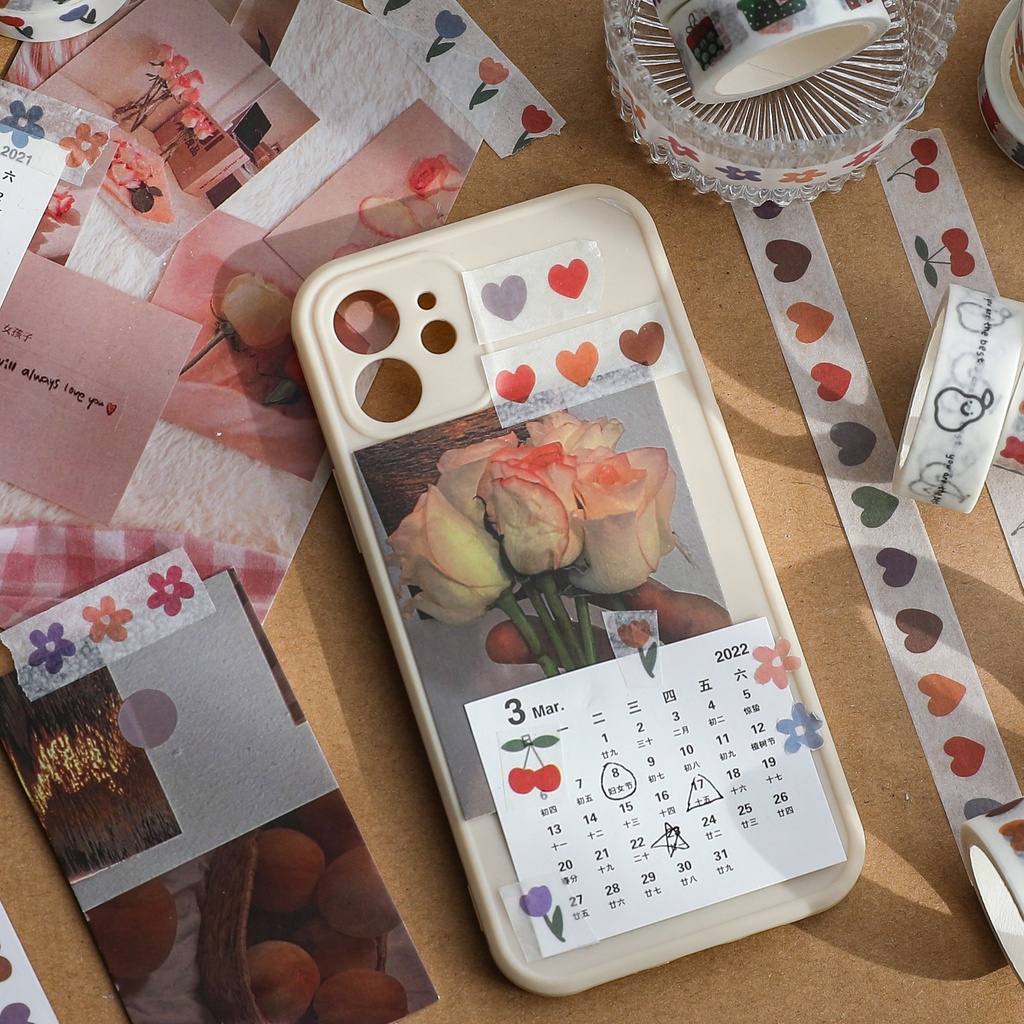 Cuộn Băng Dính Giấy Washitape HynBee Hoạ Tiết Hoạt Hình Dễ Thương Dùng Trang Trí Sổ Tay, Bullet Journal