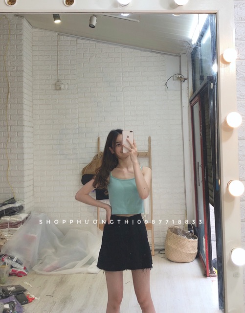 Áo hai dây croptop nhiều màu - áo croptop cá tính ( hình shop tự chụp )