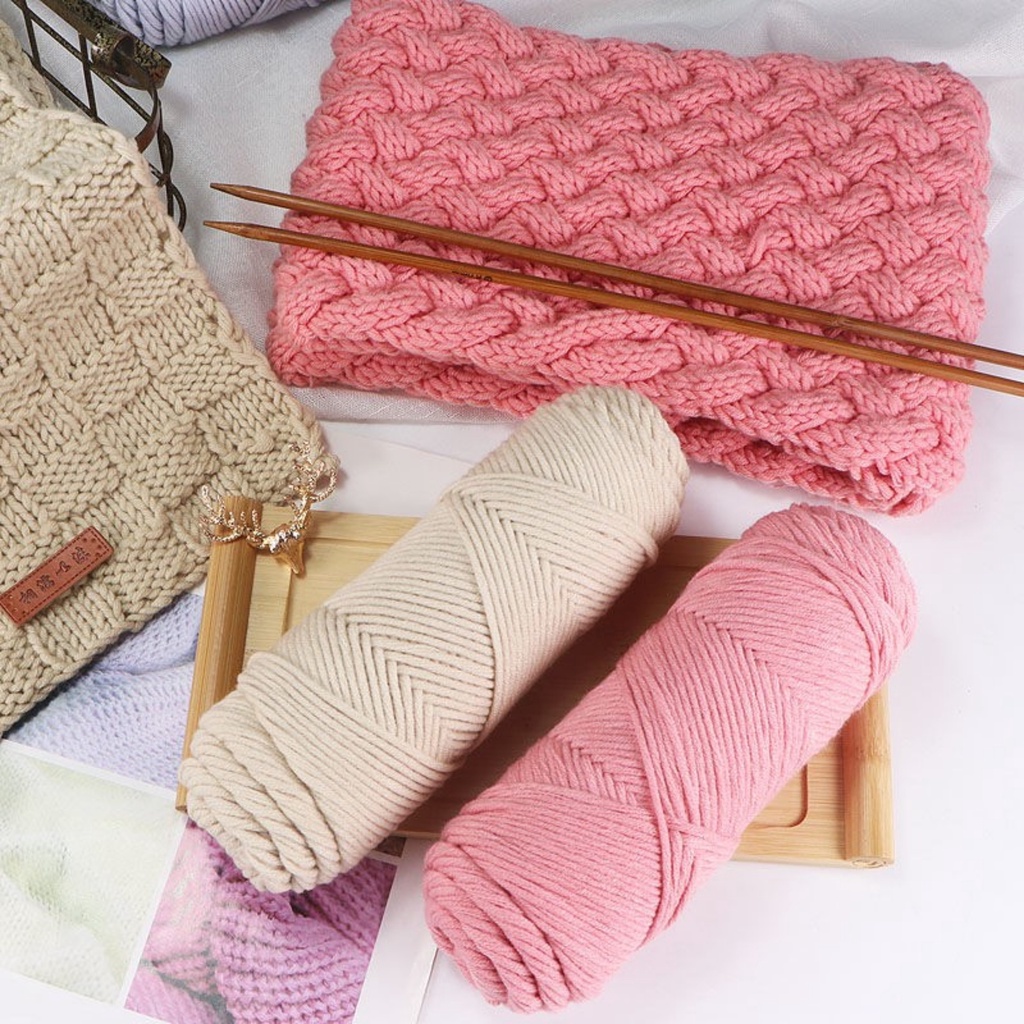 Gói nguyên liệu đan khăn vặn thừng kit đan móc