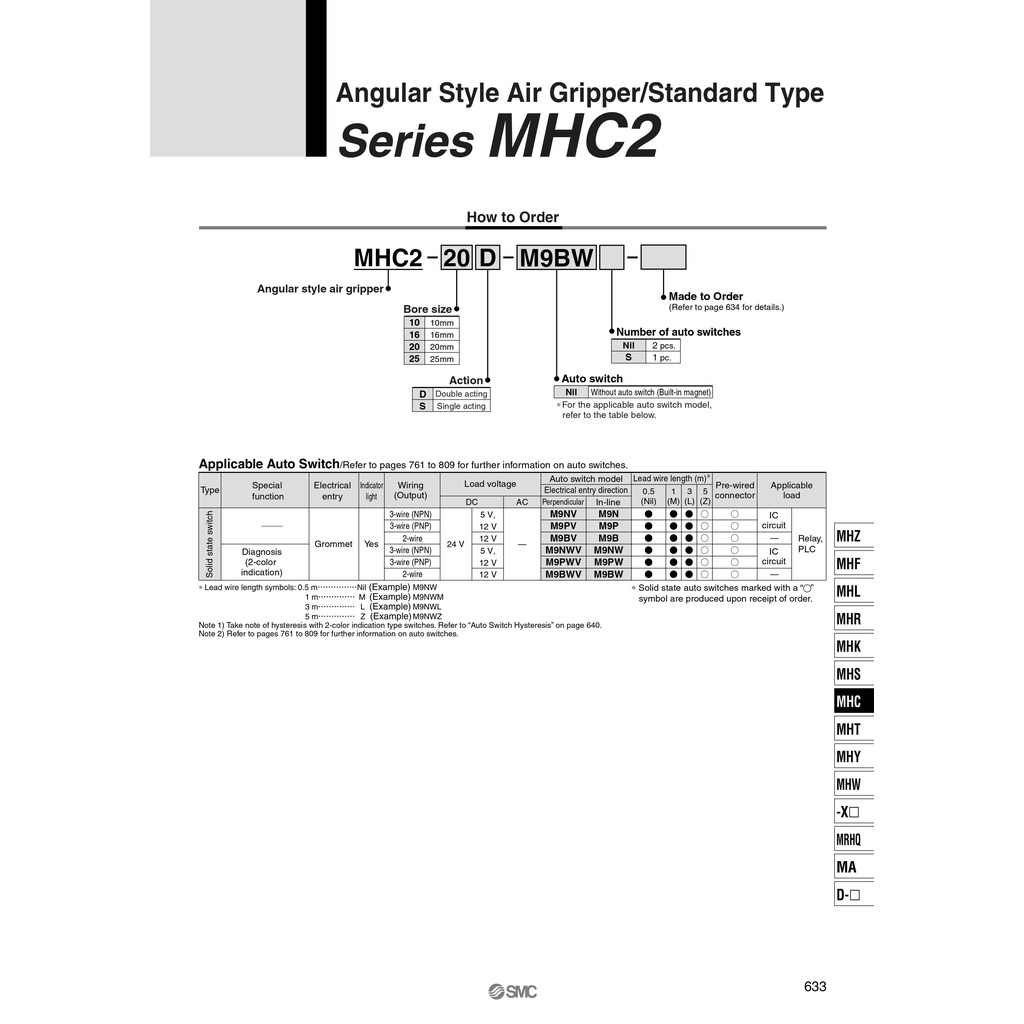 Xylanh kẹp SMC MHC2-16D MHC2-16S xilanh khí nén