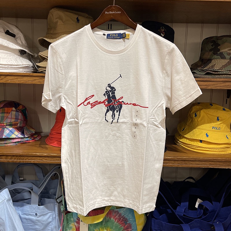 RALPH LAUREN Áo Thun Cotton Tay Ngắn Cổ Tròn In Hình Ngựa Thời Trang Cho Nam