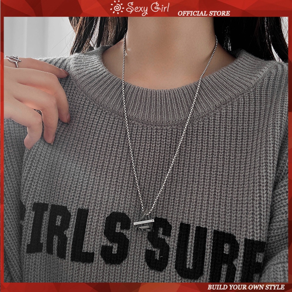 Vòng Cổ Nam Nữ Bằng Thép Titan Phối Mặt Tam Giác Đơn Giản Cá Tính Phong Cách Hip Hop